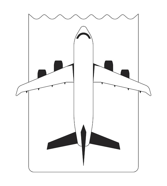 Vektor flugticket flaches monochromes isoliertes vektorobjekt bearbeitbare schwarz-weiß-linienzeichnung einfache umriss-spot-illustration für webgrafikdesign