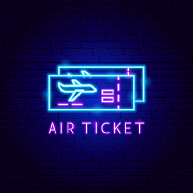 Flugticket neon label