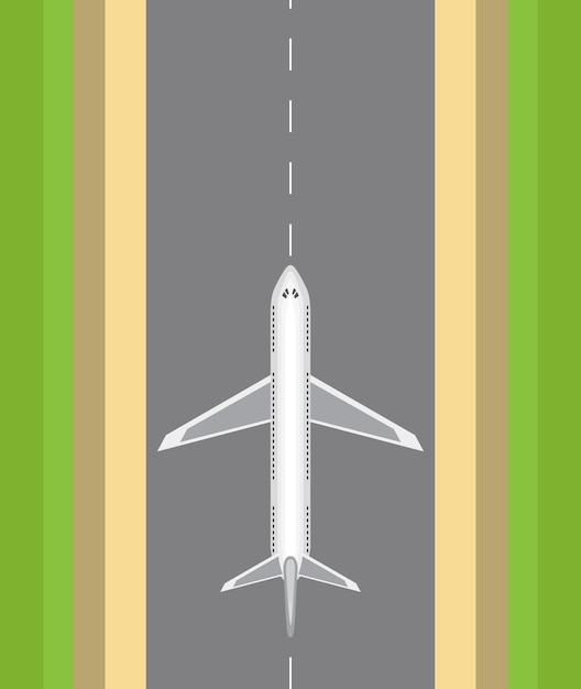 Vektor flugzeug auf der rollbahn von oben