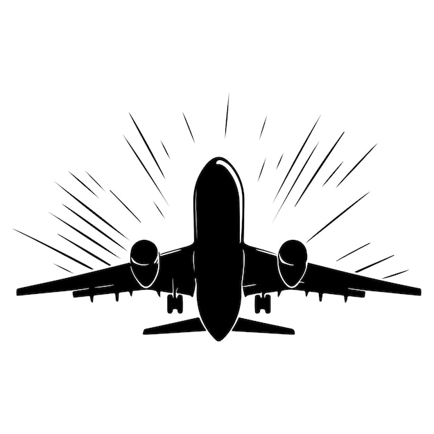 Vektor flugzeug-flat-icon-zeichen-design-umriss-droodle internationale reise-vektor-illustration auf weißem rücken