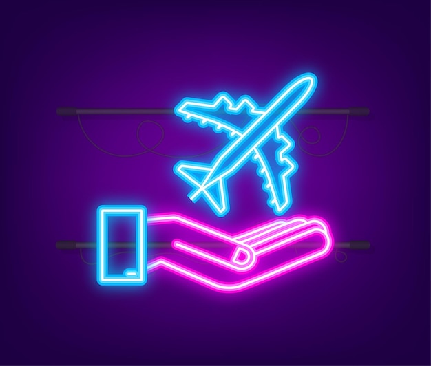 Flugzeug-hand-neon-symbol tolles design für jeden zweck handgezeichnetes papierflugzeug