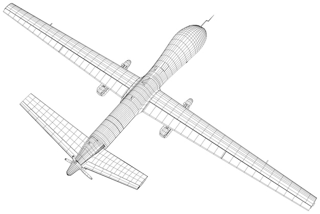 Vektor flugzeug predator militärdrohne die schichten der sichtbaren und unsichtbaren linien sind getrennt