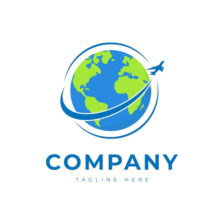 Vektor flugzeugflug um die welt karte logo symbol design illustration inspiration