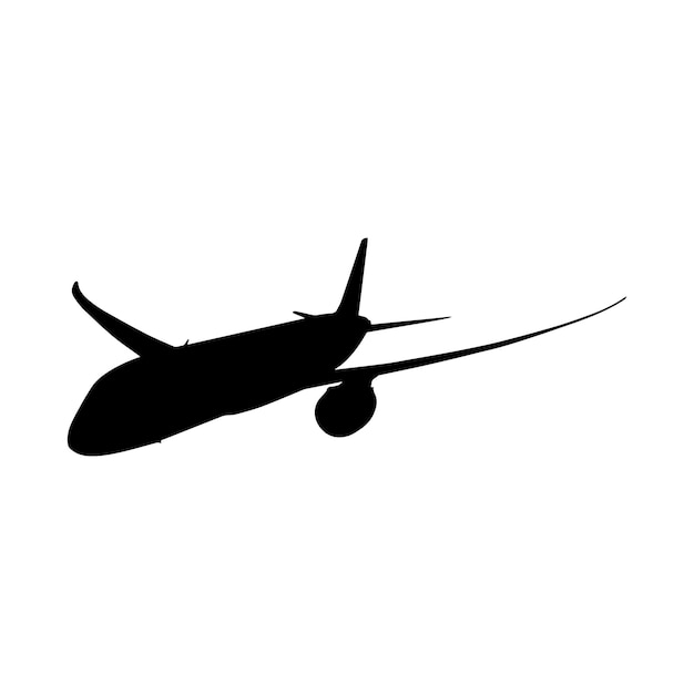 Vektor flugzeugsilhouette schwarz isoliert in weißer hintergrundvektorillustration