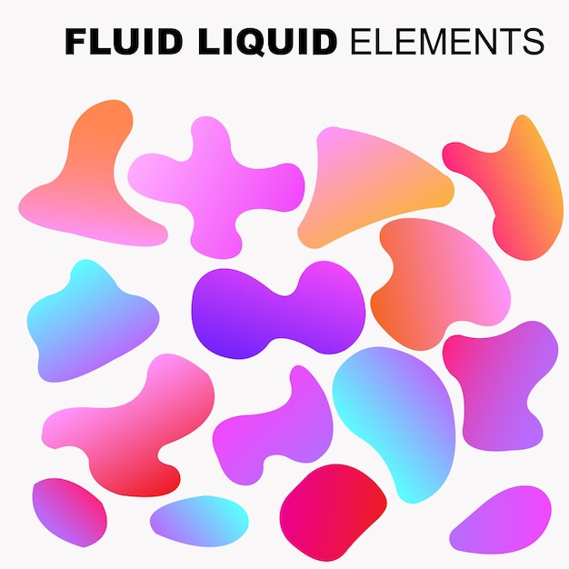 Fluid shape vector set gradient liquid mit neonfarben artikel für die gestaltung eines logo-flyers persentation geschenkkarte poster an der wand landing page coverbook banner social media gepostet