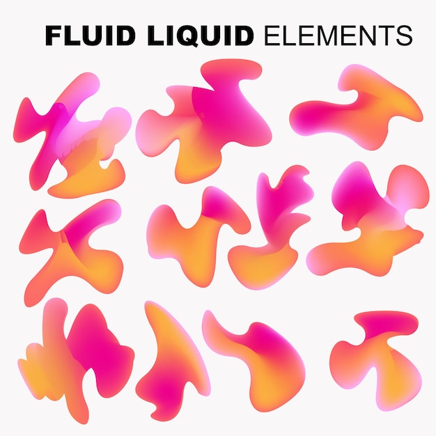 Fluid Shape Vector Set Gradient Liquid mit Neonfarben Artikel für die Gestaltung eines Logo-Flyers Persentation Geschenkkarte Poster an der Wand Landing Page Coverbook Banner Social Media gepostet