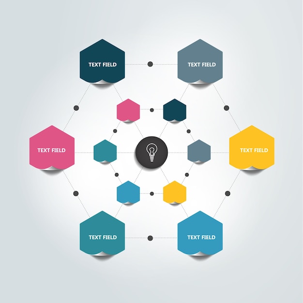 Vektor flussdiagramm infografik farbkreisdiagramm