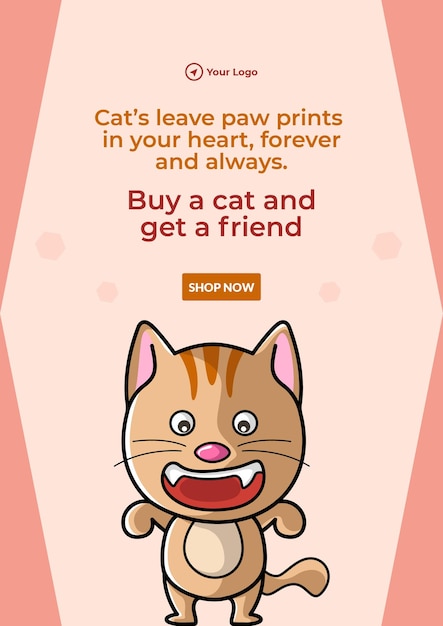 Flyer-design von kaufen sie eine katze und erhalten sie eine freund-vorlage