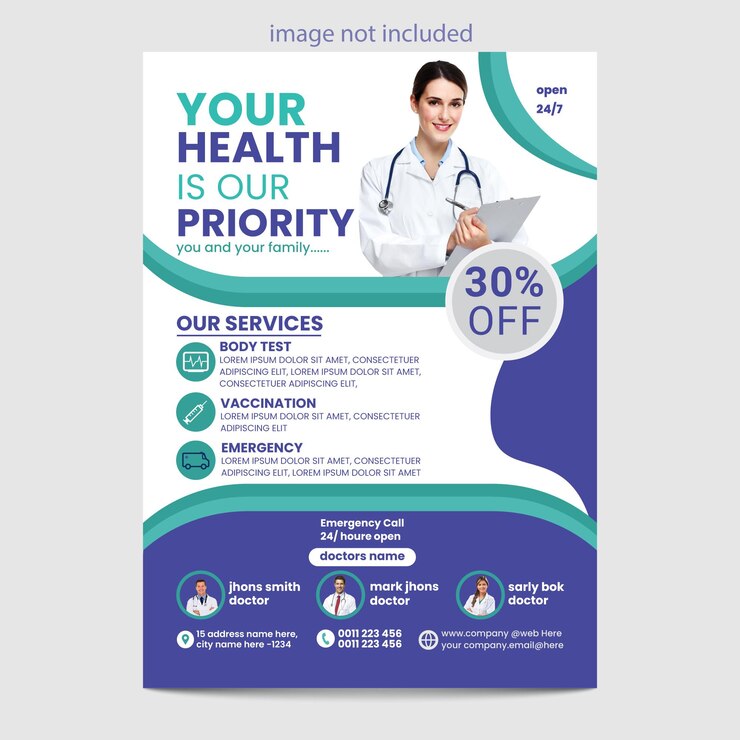Flyer-Design-Vorlage für medizinische Krankenhäuser