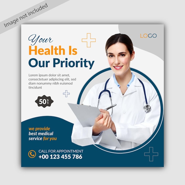 Flyer für medizinische gesundheitspflege, social media, instagram-post und web-promotion-banner-vorlage