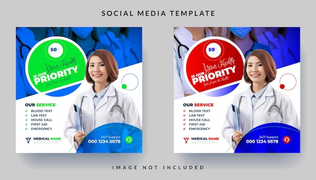 Flyer für medizinische Versorgung in den sozialen Medien Design