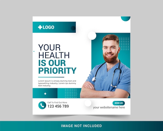 Flyer für medizinisches Gesundheitswesen Social-Media-Post und Webbanner Premium-Vektor Premium-Vektor