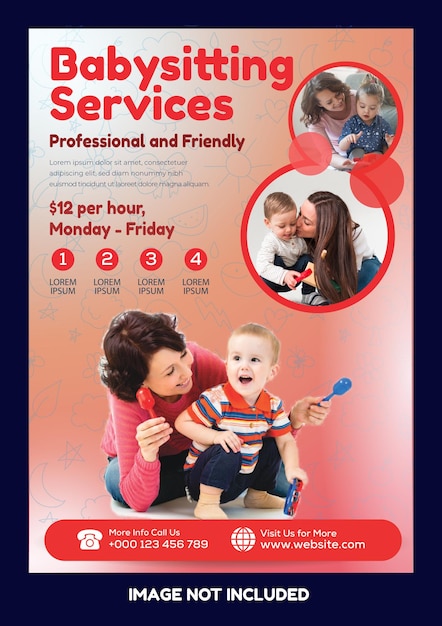 Vektor flyer-konzept für babysitter- und kinderbetreuungszentren
