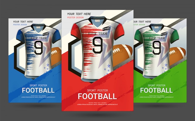 Flyer &amp; Poster Cover Vorlage mit Fußball Jersey Design.