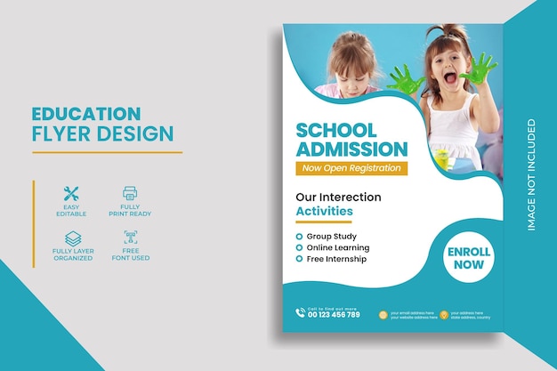 Flyer-Poster-Design für Kinder zurück zur Schulbildung