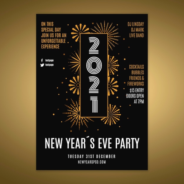 Vektor flyer vorlage für neujahrsparty