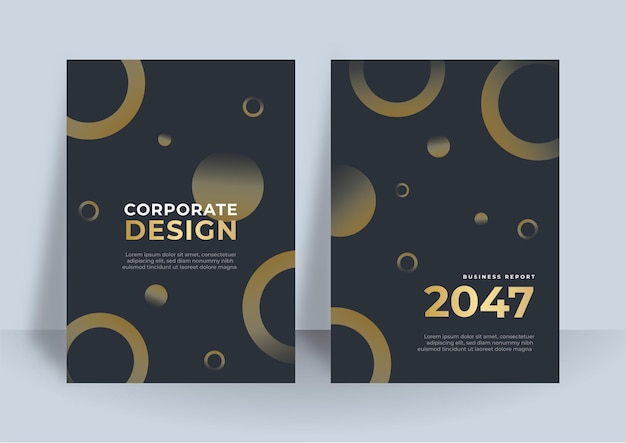 Flyer vorlage schwarz gold cover design layout-set für unternehmen.