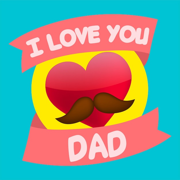 Flyerdesign mit stilvollem text i love dad und roter herzform