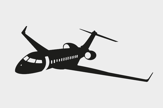 Flying business jet silhouette zivile private düsenflugzeug illustration