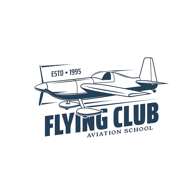 Flying club-symbol mit flugzeug der allgemeinen luftfahrt