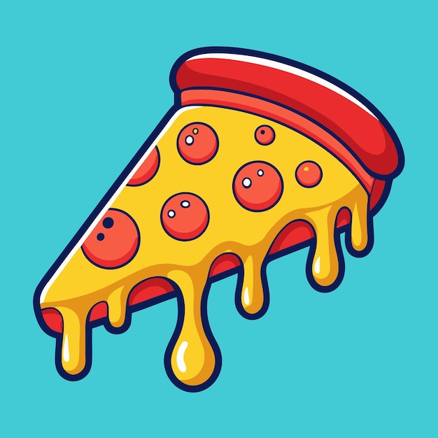 Flying Slice Of Pizza Zeichentrickfilme Vektorillustration Fast-Food-Konzept Isolierte Vektor-Flachzeichtrickfilme