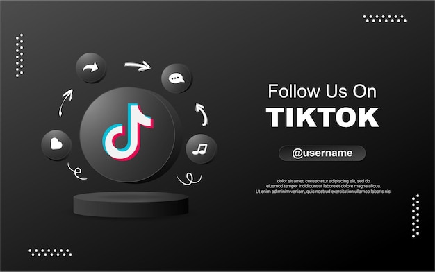Folgen Sie uns auf Tiktok für soziale Medien in 3D-Rundkreis-Benachrichtigungssymbolen