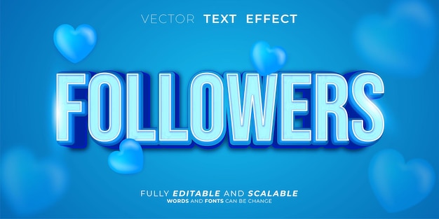 Vektor follower text 3d bearbeitbarer texteffekt