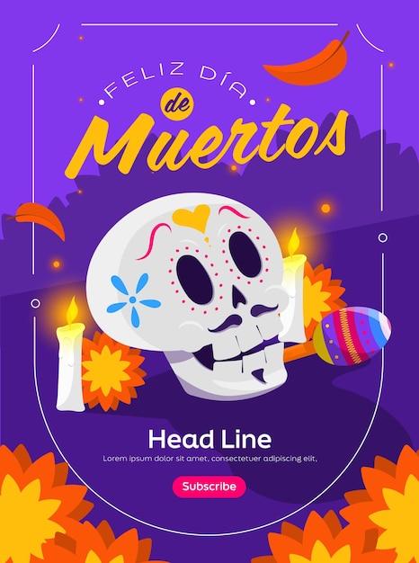 Fondo para banner del dia de muertos festividad mexicana