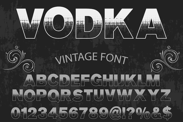 Font label design wodka