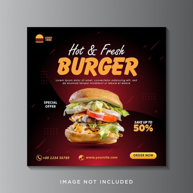 Food burger social media instagram post banner vorlage