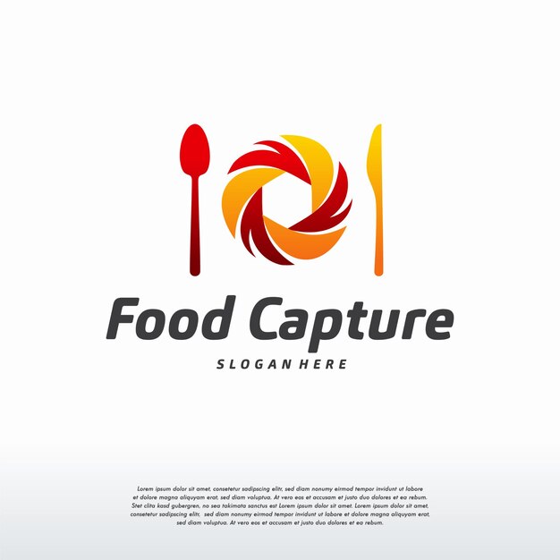 Food capture-logo entwirft konzeptvektor