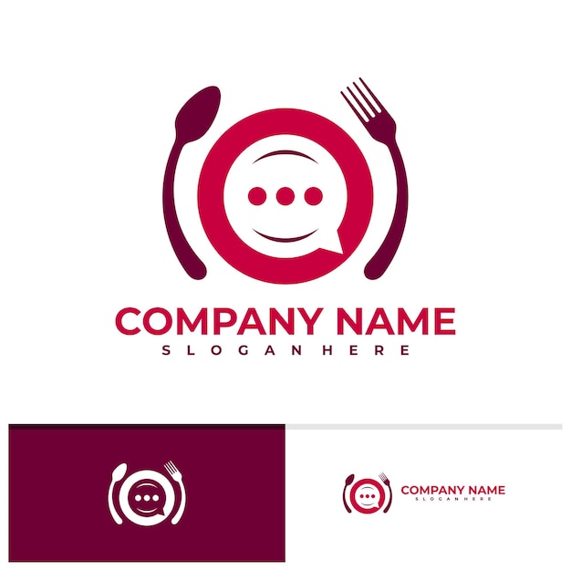 Food chat-logo-vektorvorlage kreative food chat-logo-designkonzepte