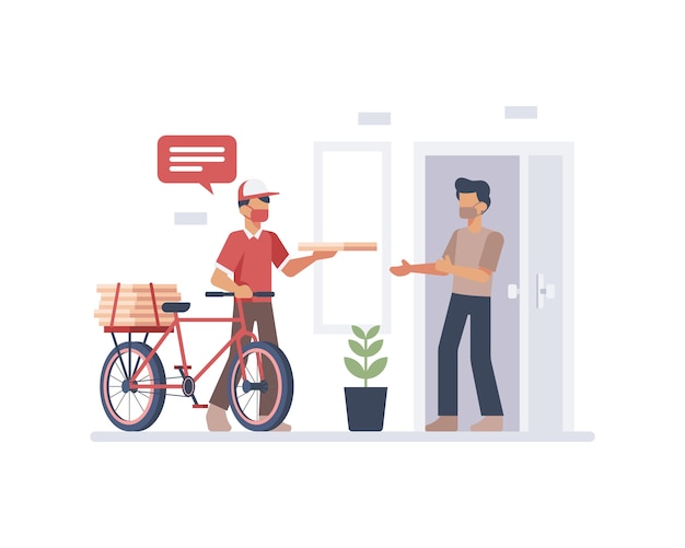 Food delivery bike kurier illustration