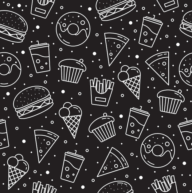 Food Doodle Sketch Pattern Background Vector Design Template