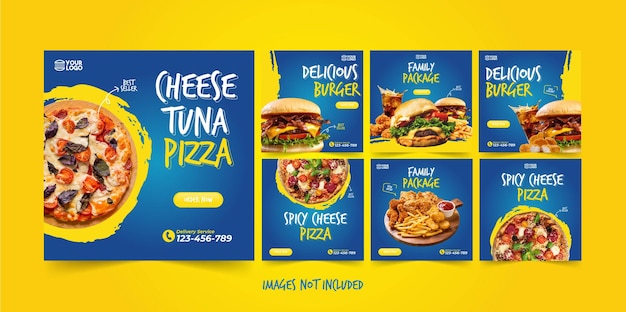 Food instagram werbung für social media promotion vektor pack