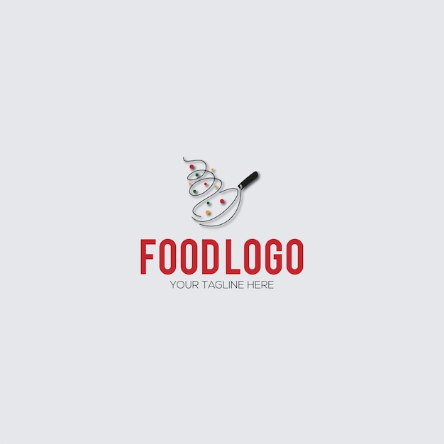 Food logo mehrfarbige flachpfannenspirale minimale logo-designvorlage