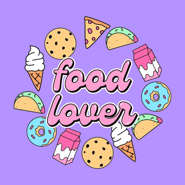 Food lover Illustration von süßen Snacks