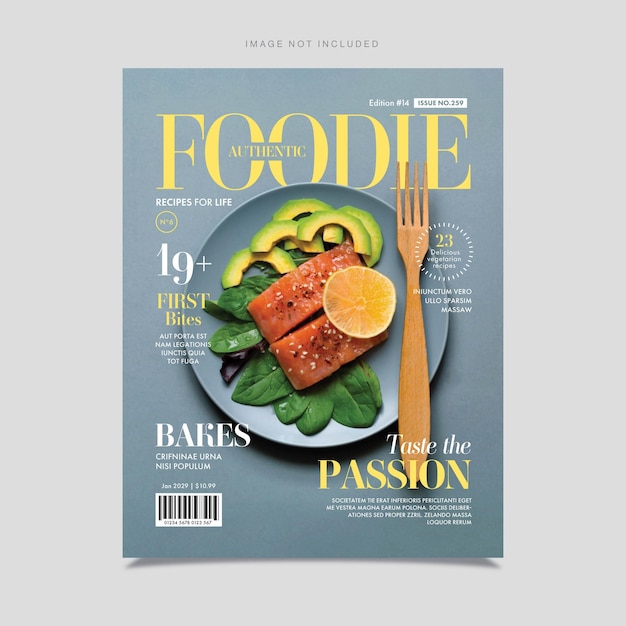 Vektor food-magazin-cover-vorlage köstliches leckeres menü in vektor-eps