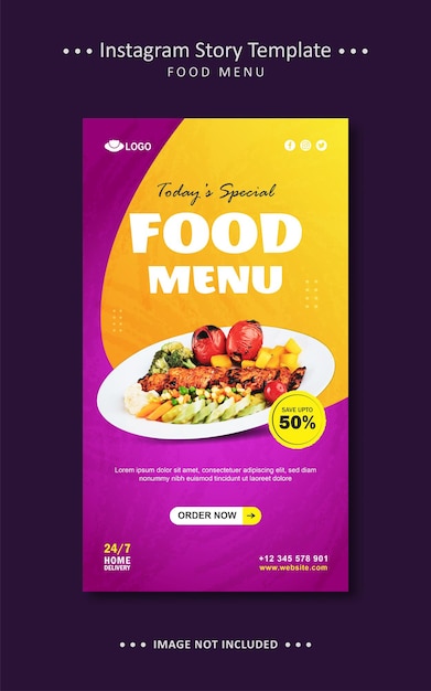 Food menu flyer instagram facebook story vorlage