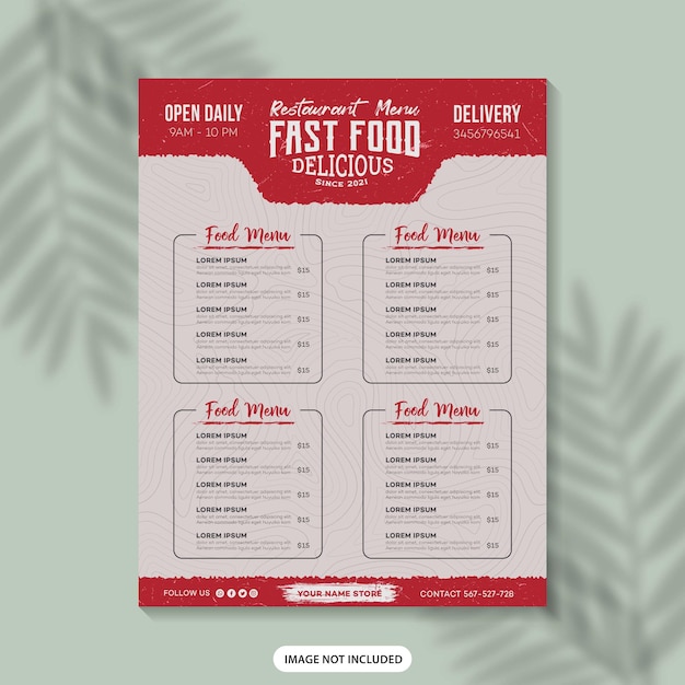 Vektor food-menü-flyer-vorlage-design restaurant-menü essen-menü-poster fast-food-menü-menü-design-vorlage
