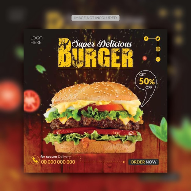 Food-menü und restaurant-burger-social-media-post-template-design