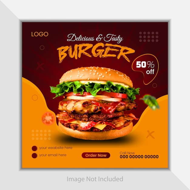 Food-Menü und Restaurant Social Media Banner Vorlage