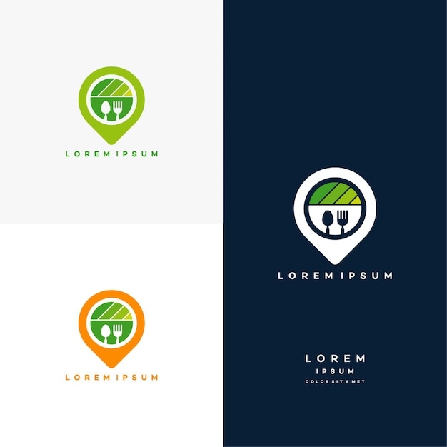 Food point-logo-design-konzept, food near me-logo-design-vorlage