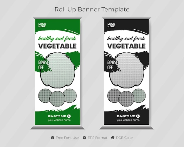 Food-rollup-banner-vorlage und restaurant-menü-design