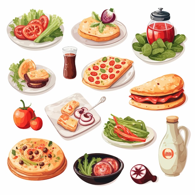 Food_set_vector_illustration_white_background