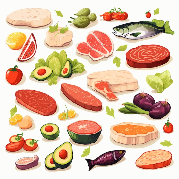 Food_set_vector_illustration_white_background
