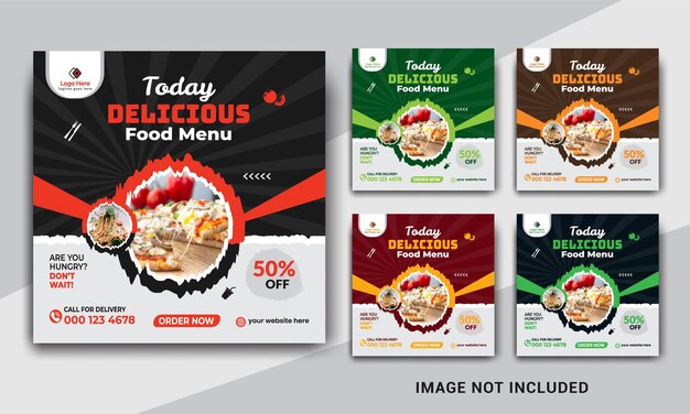 Vektor food social media banner post vorlage und instagram banner post design vorlage