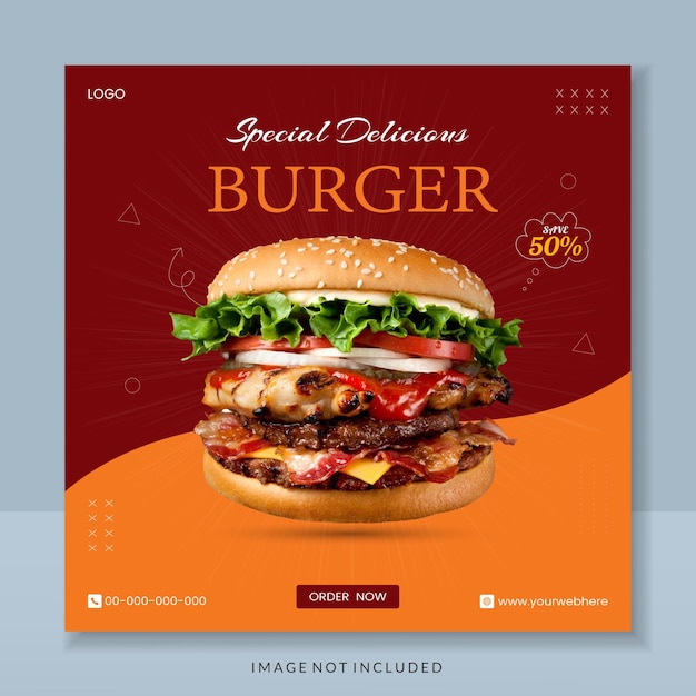 Food social media promotion und instagram banner post design vorlage