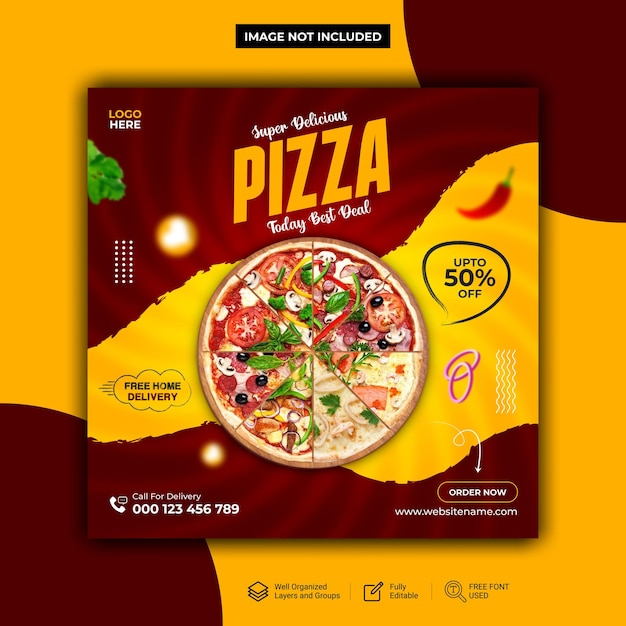 Food social pizza media promotion und instagram-banner-post-design-vorlage