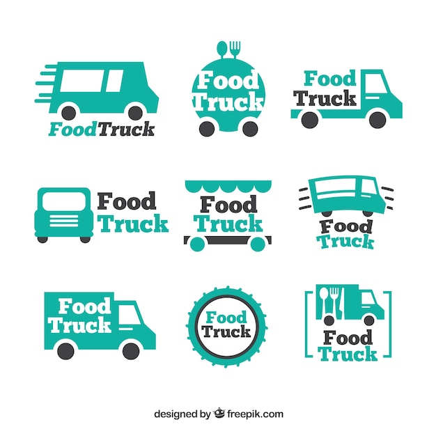 Food truck logo kollektion mit minimalistischen stil